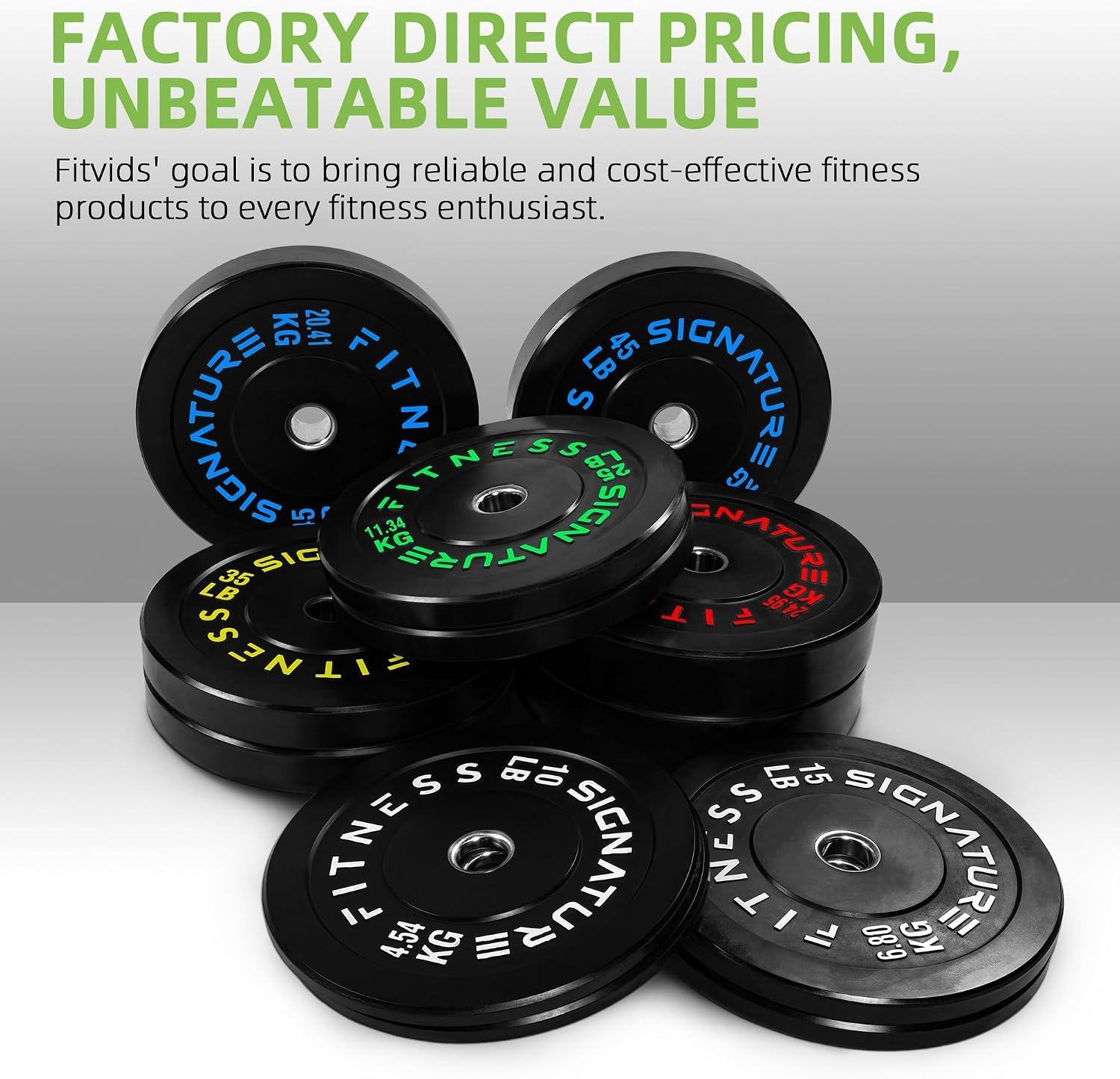 image:imageFitvids 2Inch Olympic Rubber Weight Plates Sets Bumper Plates Set Barbell for Strength Training 160370 Lbs Multiple OptionsColored