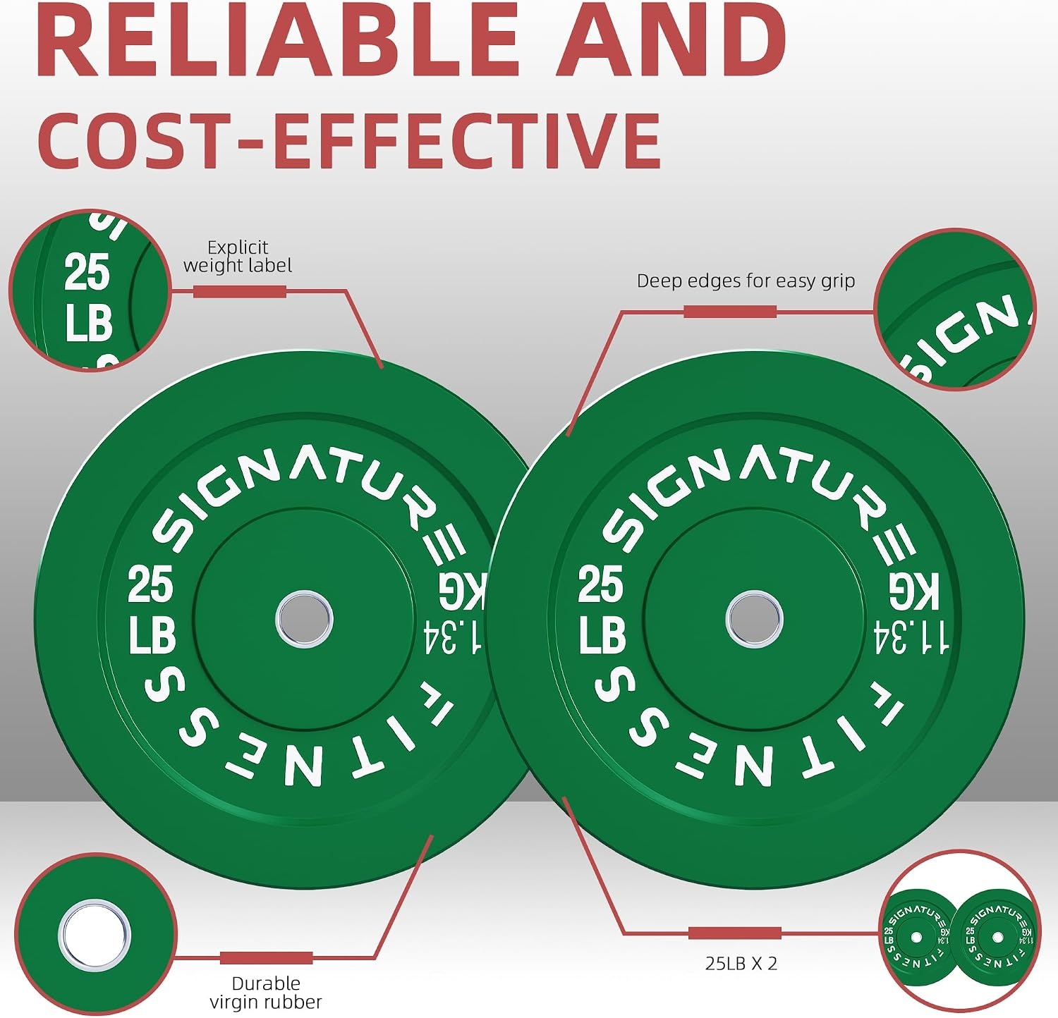 image:imageFitvids 2Inch Olympic Rubber Weight Plates Sets Bumper Plates Set Barbell for Strength Training 160370 Lbs Multiple OptionsColored