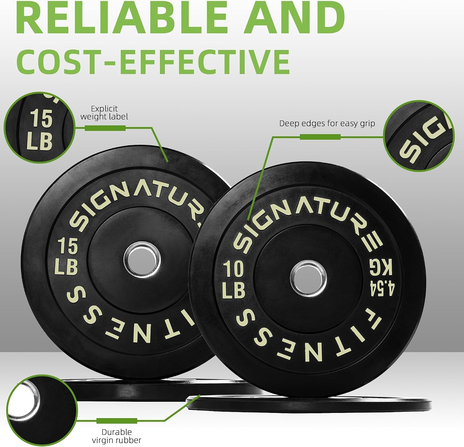 image:imageFitvids 2Inch Olympic Rubber Weight Plates Sets Bumper Plates Set for Strength Training 50370 Lbs Multiple OptionsColored