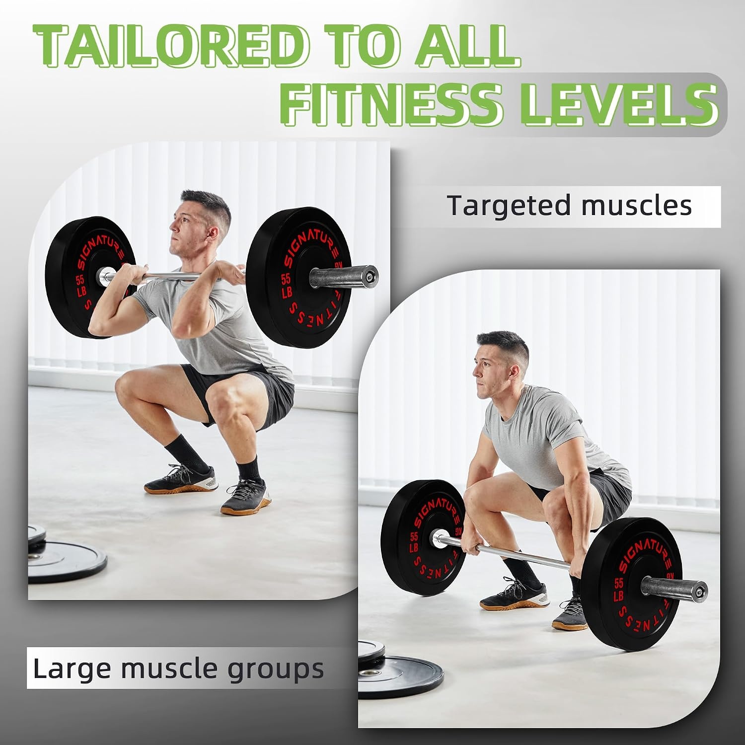 image:imageFitvids 2Inch Olympic Rubber Weight Plates Sets Bumper Plates Set for Strength Training 50370 Lbs Multiple OptionsColored