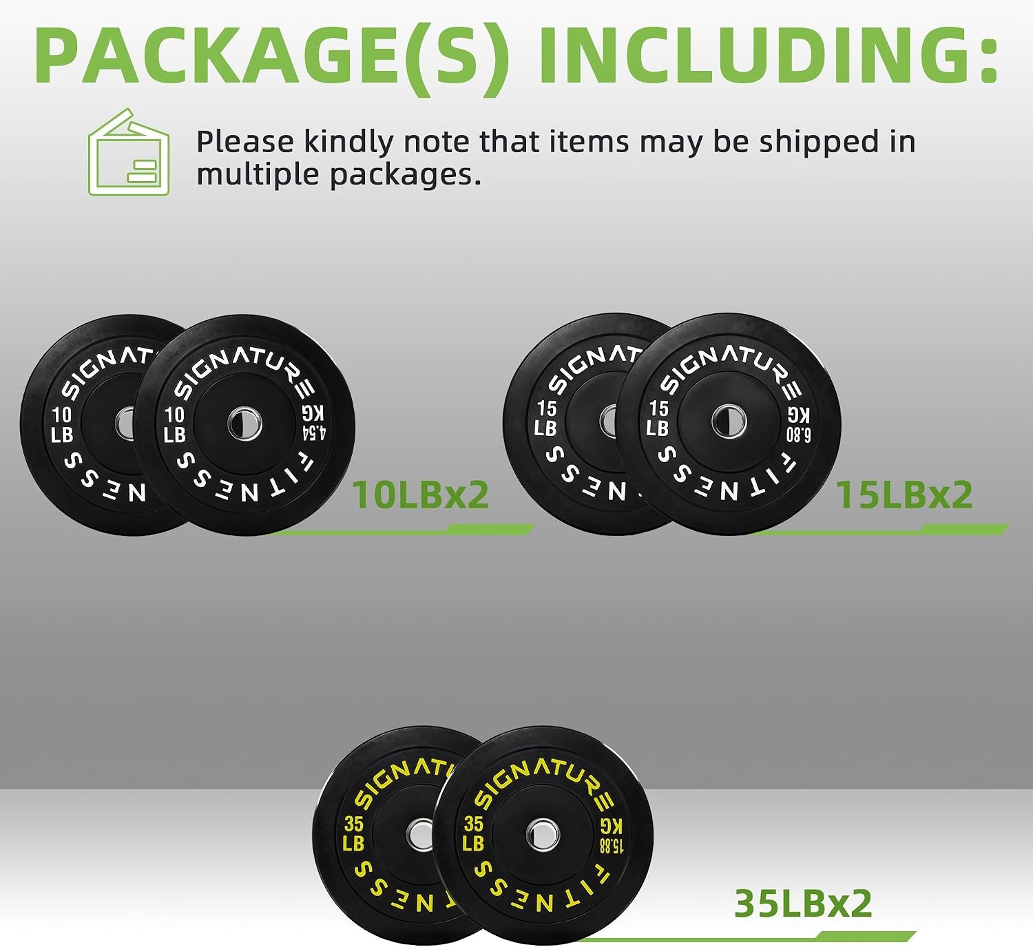 image:imageFitvids 2Inch Olympic Rubber Weight Plates Sets Bumper Plates Set for Strength Training 50370 Lbs Multiple OptionsColored