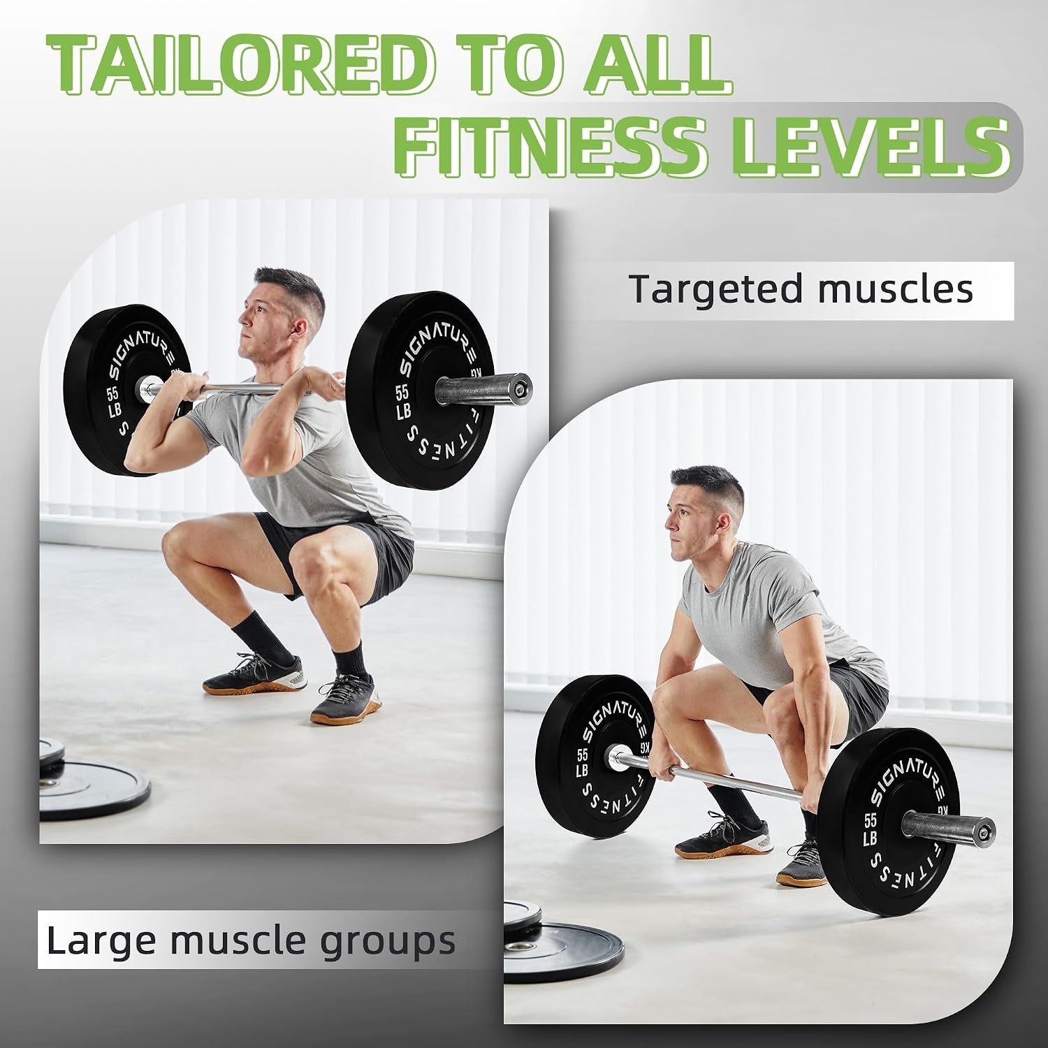 image:imageFitvids 2Inch Olympic Rubber Weight Plates Sets Bumper Plates Set for Strength Training 50370 Lbs Multiple OptionsColored