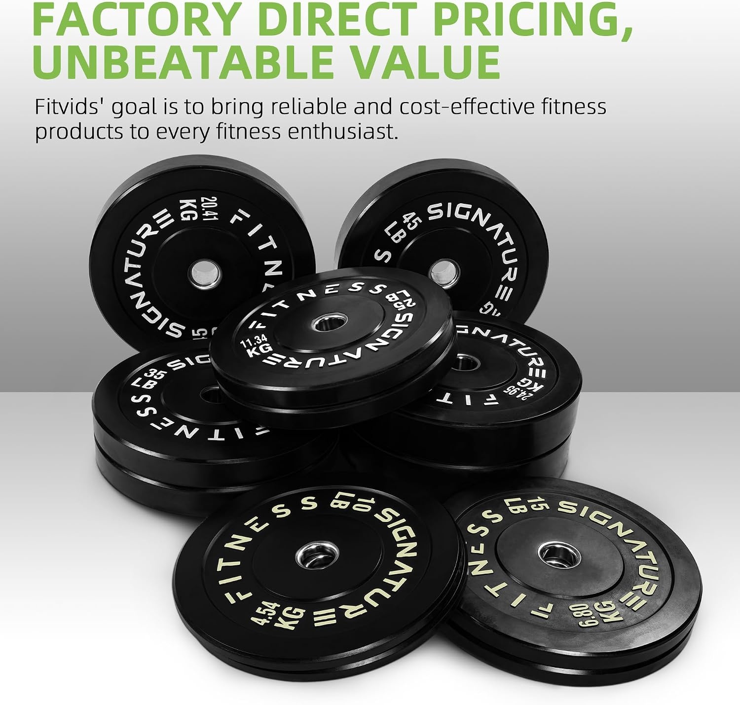 image:imageFitvids 2Inch Olympic Rubber Weight Plates Sets Bumper Plates Set for Strength Training 50370 Lbs Multiple OptionsColored