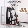 image:imageFitvids Home Gym Equipment Multifunctional Full Body Workout Weight Machine Station with Weight Stack All in One Exercise Equipment with Pulley System amp Seated Rowing for Home Gym Strength TrainingBlack