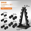 image:imageFitvids Rubber Coated Hex Dumbbell Set with Storage Rack 100150200550 LB Hand Weight Set with AntiSlip Grip for Home Gym200LBS Set