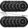 image:imageFitvids 2Inch Olympic Rubber Weight Plates Sets Bumper Plates Set with Barbell for Strength Training