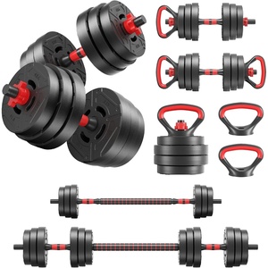 image:imageFitvids Adjustable Dumbbell Set 4060LBS Free Weight Set MultiFunctional Portable Changeable Dumbbell Barbell Kettlebell Set for Home Multiple Style60LBS Set  4in1