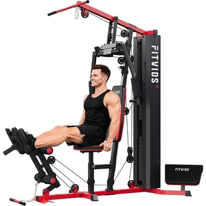 image:imageFitvids Home Gym Equipment with 160 lbs Weight Stack Multifunctional Full Body Workout Machine with Pulley System amp Leg Press Adjustable 5Angle Butterfly Press Workout Station for Apartment GarageBlack