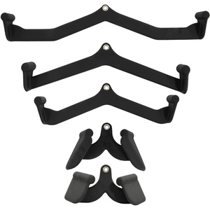 image:imageFitvids LAT Pulldown Attachments 5 Pieces Cable Machine Rowing Bar Set Back Bicep Curl Tricep Lat Pull Down Strength Training Handles Home Gym Fitness Cable Attachments with NonSlip Rubber CoatingGraphite