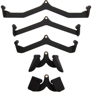 image:imageFitvids LAT Pulldown Attachments 5 Pieces Cable Machine Rowing Bar Set Back Bicep Curl Tricep Lat Pull Down Strength Training Handles Home Gym Fitness Cable Attachments with NonSlip Rubber CoatingBlack