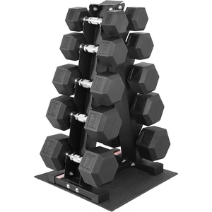 image:imageFitvids Rubber Coated Hex Dumbbell Set with Storage Rack 100150200550 LB Hand Weight Set with AntiSlip Grip for Home Gym200LBS Set