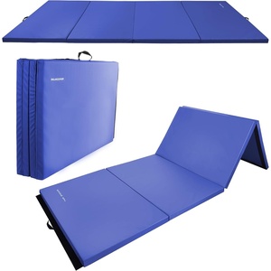 image:imageFitvids Folding Exercise Gymnastics Mat 4x8x2 Gym Workout Mat with Carrying Handles HighDensity Portable Fitness Aerobics Mats for Home Gym Yoga Pilates Tumbling MMA Core Training Multiple ColorsBlue