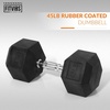 image:imageFitvids 45LB Single Hex Dumbbells Rubber Coated Hand Weights for Exercises and Fitness