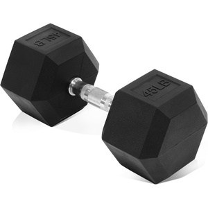 image:imageFitvids 45LB Single Hex Dumbbells Rubber Coated Hand Weights for Exercises and Fitness